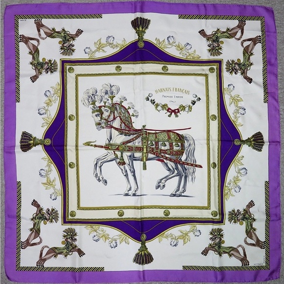 Elegant Purple and White Equestrian Scarf - Picture 1 of 11